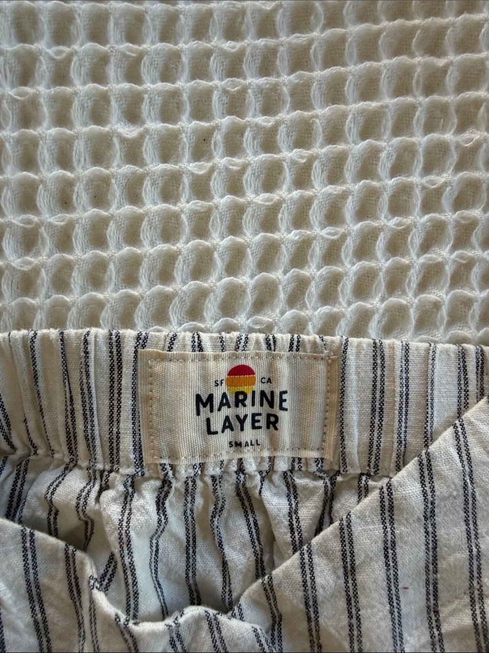 Marine Layer White & Navy Striped Linen-Blend Button Cami - Picture 2 of 3